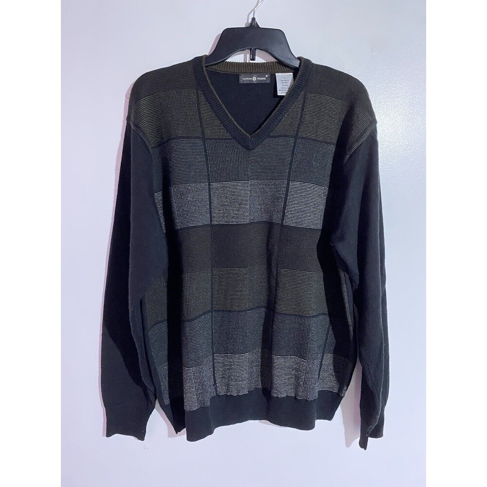 Vtg Cotton Traders Sweater M Black Wool Blend Biggie Cosby Grandpacore Office